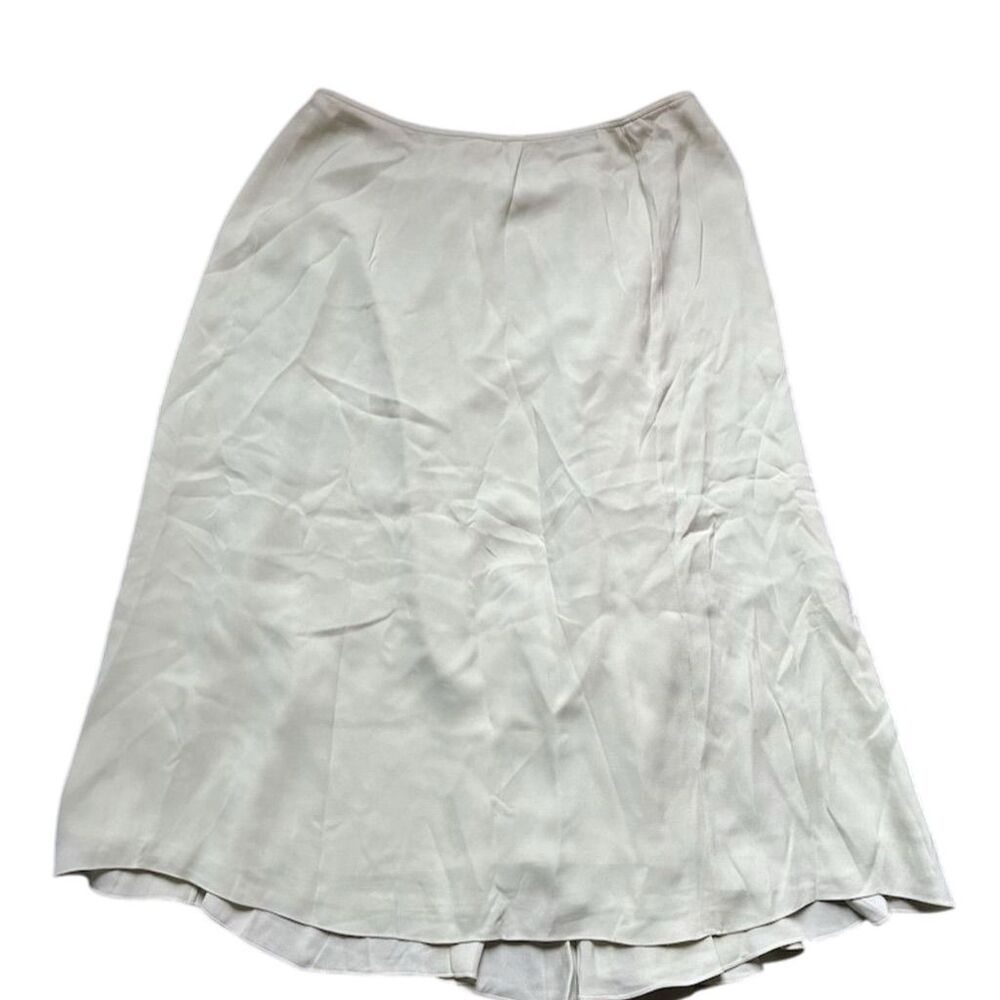 Talbots Women's Petite 16W Light Moss Green Silk Long Skirt Formal‎